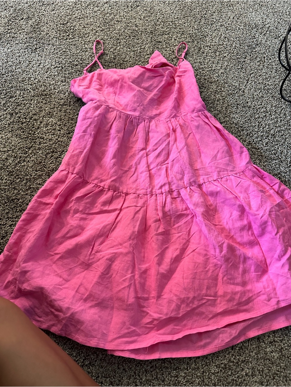 Bardot Hot Pink Tiered Spaghetti-Strap Dress